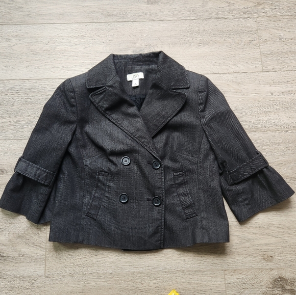 LOFT Jackets & Blazers - Ann Taylor LOFT Jean Jacket Womens 4 Bell Sleeves Denim Gray Black